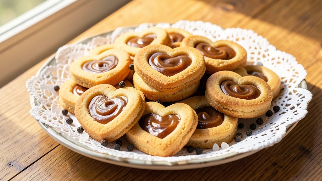 Heart Thumbprint Cookies Recipe: Chocolate-Kissed Centers and Crispy Almond Rings