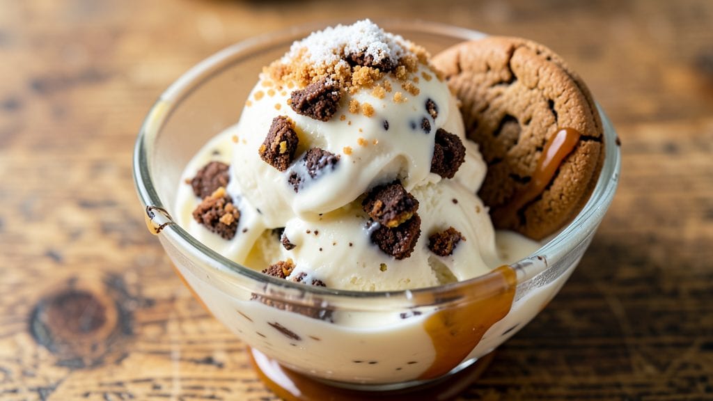 Old Fashioned Cookies and Cream Ice Cream Recipe: Vanilla Bean Swirls with Crunchy Chocolate Chips